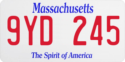 MA license plate 9YD245