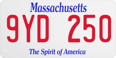 MA license plate 9YD250