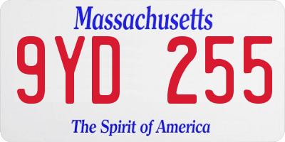 MA license plate 9YD255