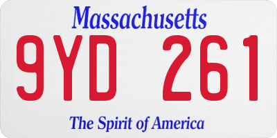 MA license plate 9YD261