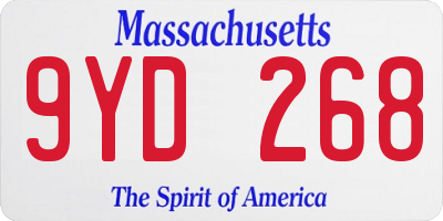 MA license plate 9YD268