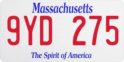 MA license plate 9YD275