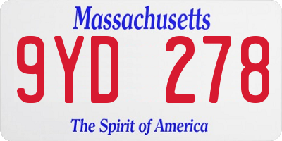 MA license plate 9YD278