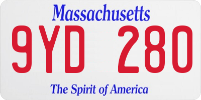 MA license plate 9YD280