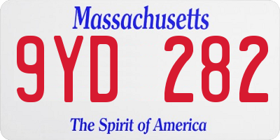 MA license plate 9YD282