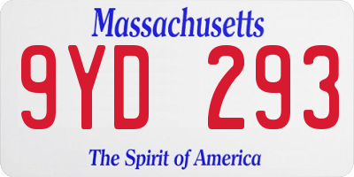 MA license plate 9YD293
