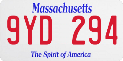 MA license plate 9YD294