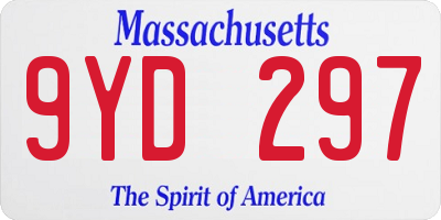 MA license plate 9YD297