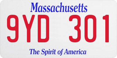MA license plate 9YD301