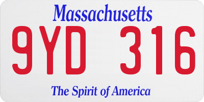 MA license plate 9YD316