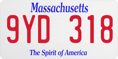 MA license plate 9YD318