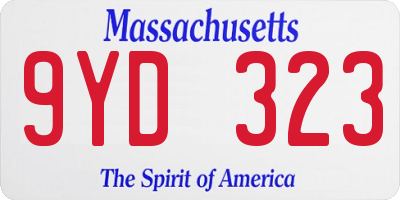 MA license plate 9YD323