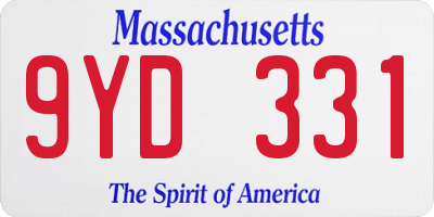 MA license plate 9YD331