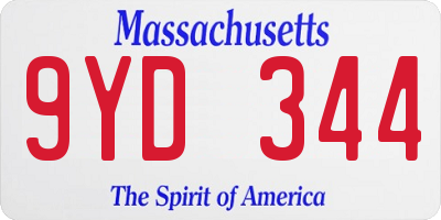 MA license plate 9YD344