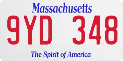 MA license plate 9YD348