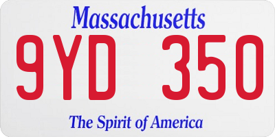 MA license plate 9YD350