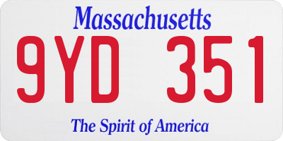 MA license plate 9YD351