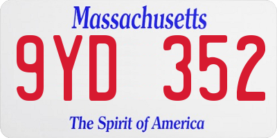 MA license plate 9YD352