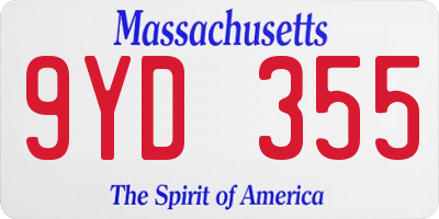 MA license plate 9YD355
