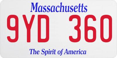 MA license plate 9YD360