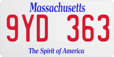 MA license plate 9YD363