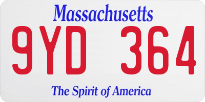 MA license plate 9YD364