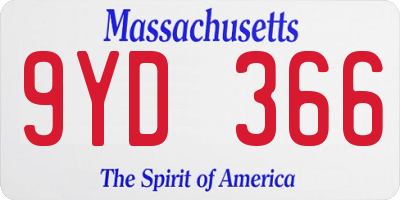 MA license plate 9YD366