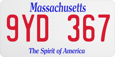 MA license plate 9YD367