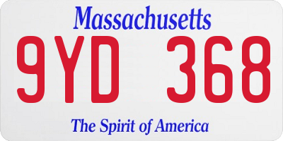 MA license plate 9YD368