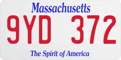MA license plate 9YD372