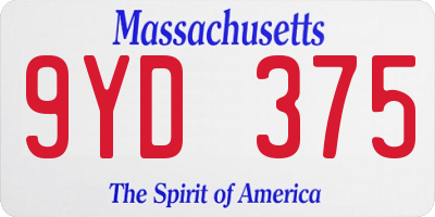 MA license plate 9YD375