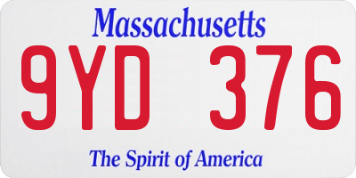MA license plate 9YD376