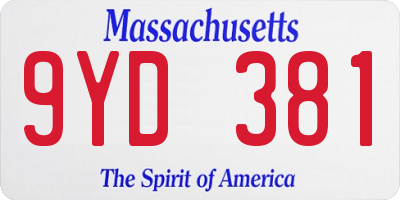 MA license plate 9YD381