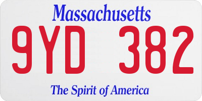 MA license plate 9YD382