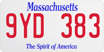 MA license plate 9YD383