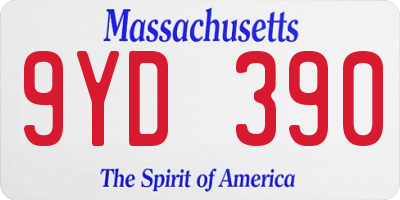 MA license plate 9YD390