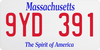 MA license plate 9YD391