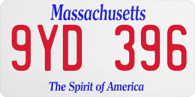 MA license plate 9YD396