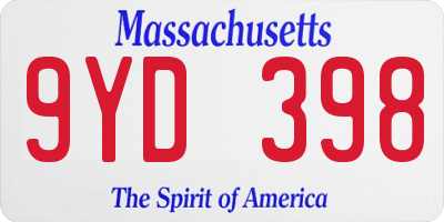 MA license plate 9YD398