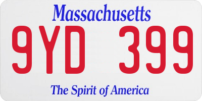 MA license plate 9YD399