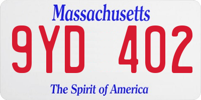 MA license plate 9YD402