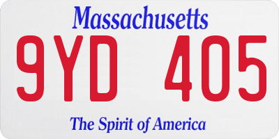 MA license plate 9YD405