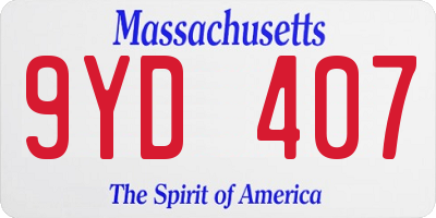 MA license plate 9YD407