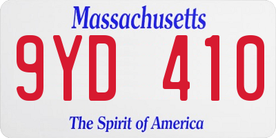 MA license plate 9YD410