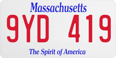 MA license plate 9YD419