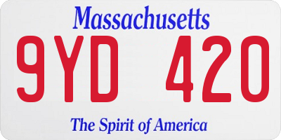 MA license plate 9YD420
