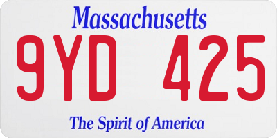 MA license plate 9YD425