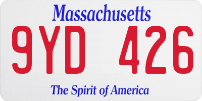 MA license plate 9YD426