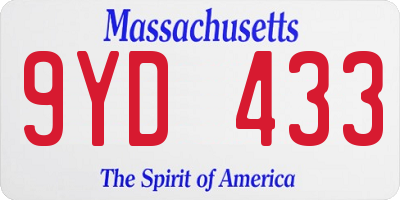 MA license plate 9YD433