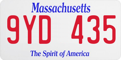 MA license plate 9YD435